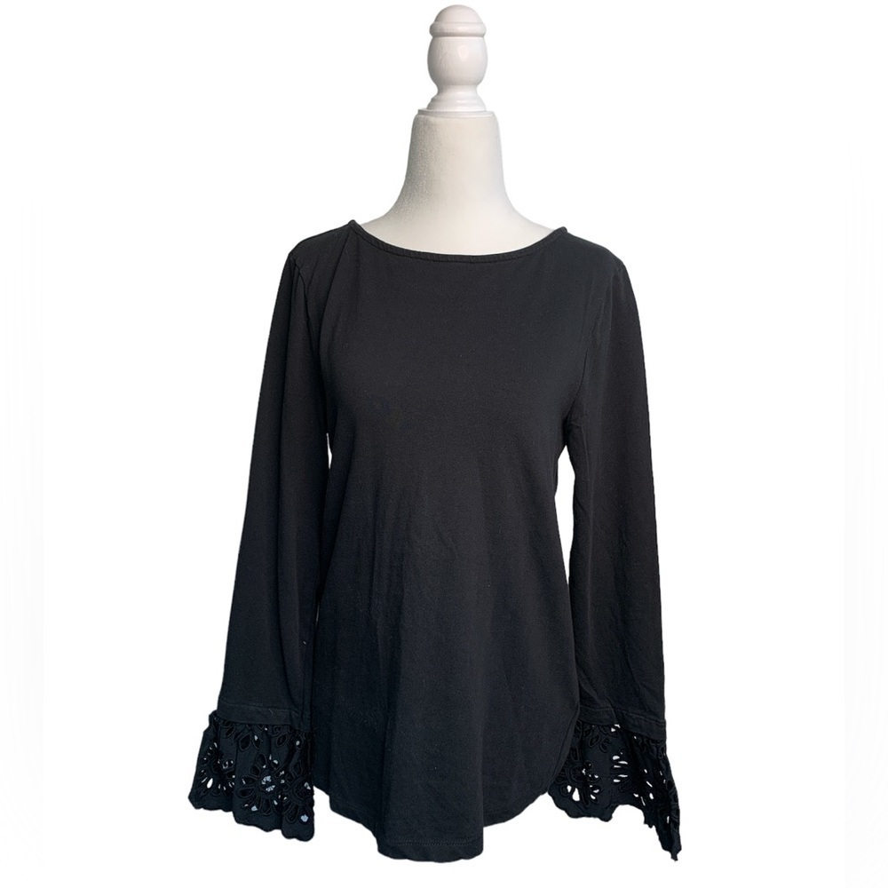 Beachlunchlounge Eyelet Bell Sleeve Long Sleeve Top sz S